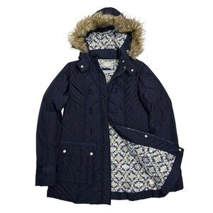 FREE PEOPLE Down & Feather Fill Blue Winter Puffer Parka Coat Jacket Womens 12